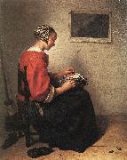 NETSCHER, Caspar The Lace-Maker oil painting reproduction